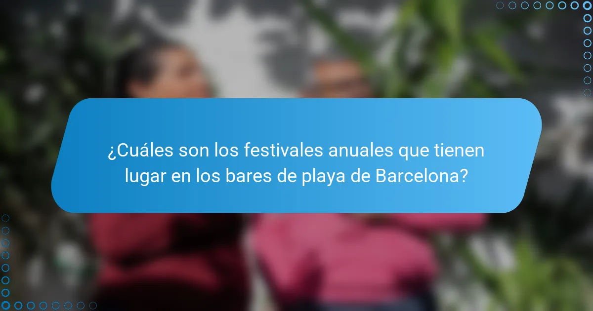 ¿Cuáles son los festivales anuales que tienen lugar en los bares de playa de Barcelona?